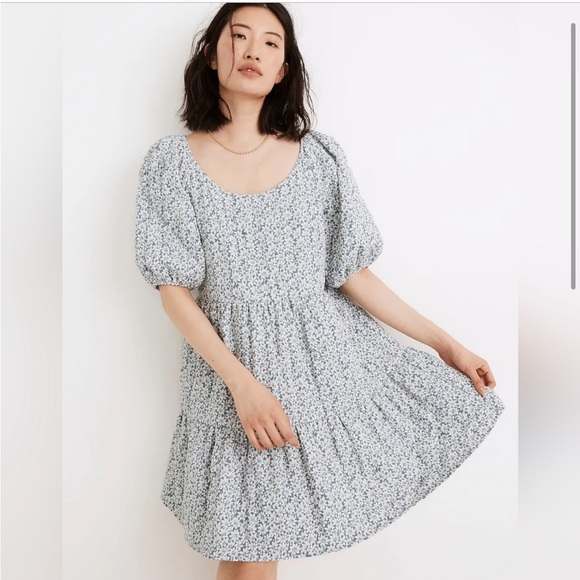 ❗️Moving❗️Madewell puff-sleeved quilted mini dress in sunflower field - Picture 2 of 10